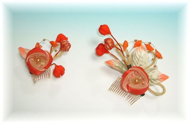 S-2015 和装髪飾り(大・小２点セット） 