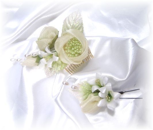 S-2041 和・洋両用髪飾り　大小２点セット（ブルー）