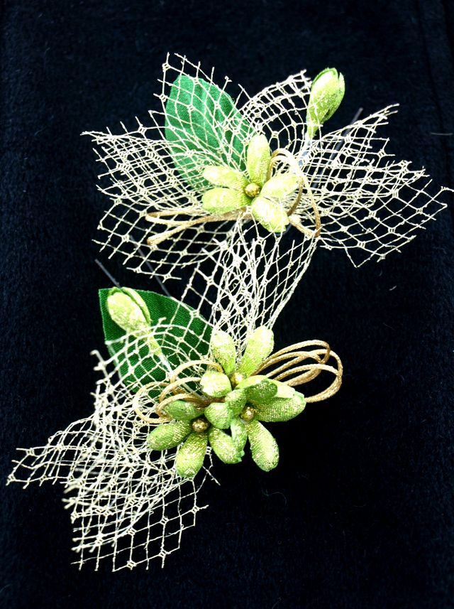 S-1022 忘れな草の髪飾り（ゴールドチュール付）