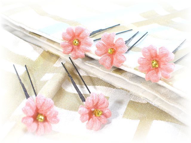 S-1017 和装髪飾り＜桜草＞Uピン５本セット（９Ａ１２）