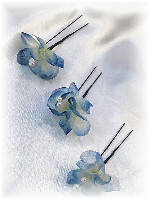 S-1035　洋花とパールのヘアUピンＬ３本セット