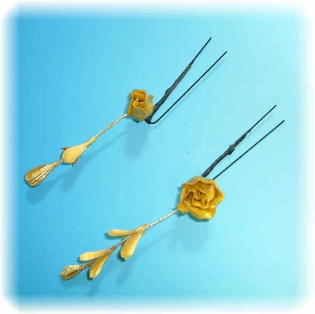 薔薇と藤の和装髪飾り