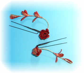 薔薇と藤の和装髪飾り