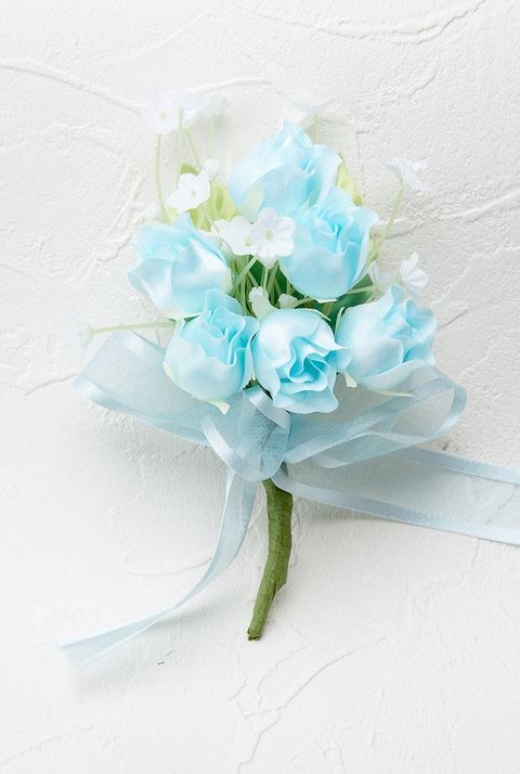 コサージュ 髪飾りの専門店 あーとみゆき ミニバラのブーケコサージュ ブルー